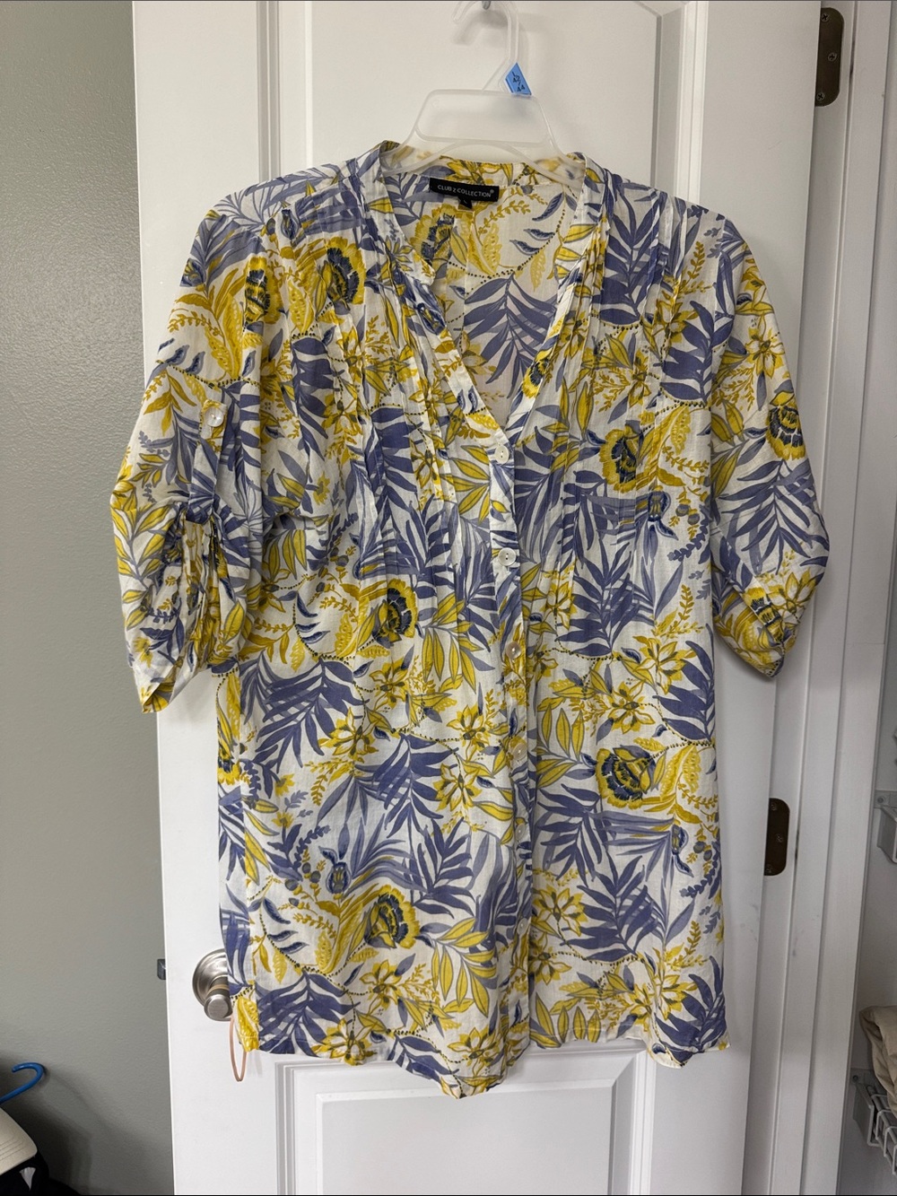 Club Z Collection Monaco Yellow & Blue Floral V-Neck Swim Coverup